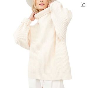 FREE PEOPLE Swim Too Deep Turtleneck Sweater Cream XS